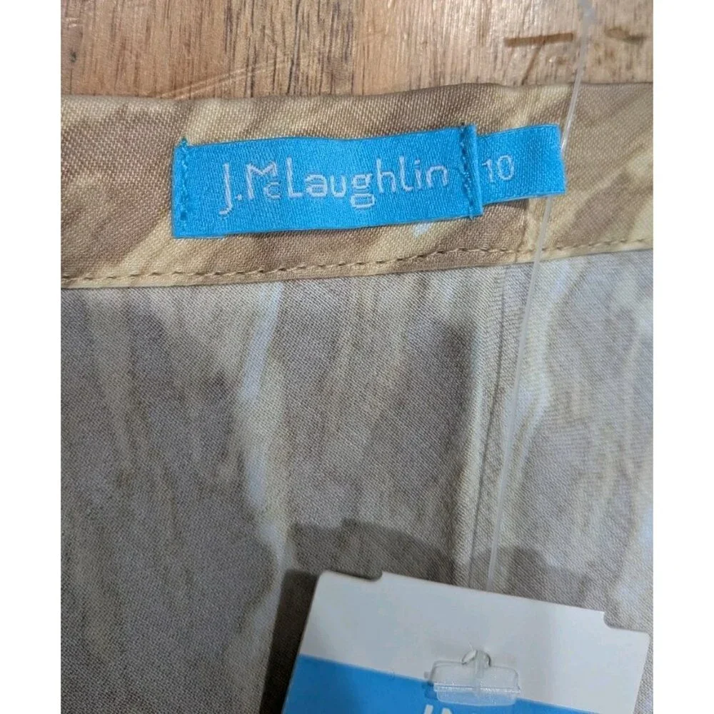 J McLaughlin Skirt Leopard Neutral Size 10 Lightweight Bias Cut Silky Feminine - Picture 3 of 9